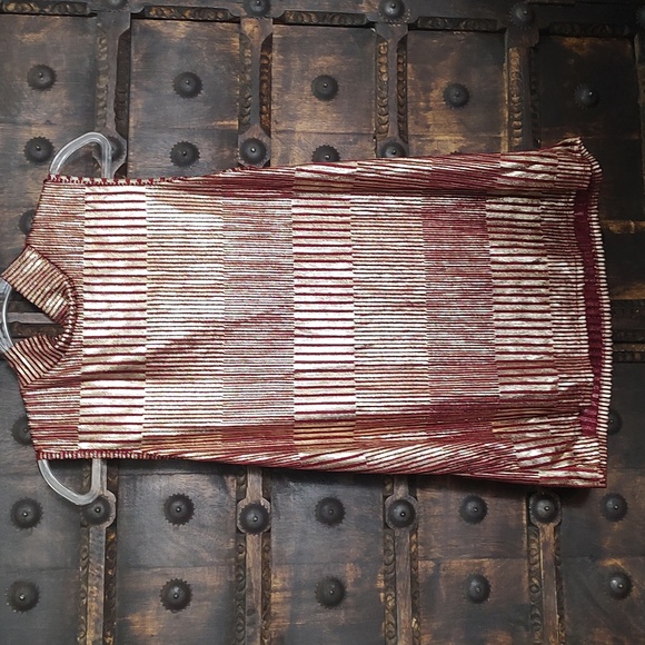 Espresso gold and burgundy extra large sleeveless top - Picture 1 of 6